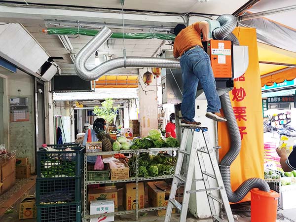 靜電機解決炒制栗子過程中的油煙問題 